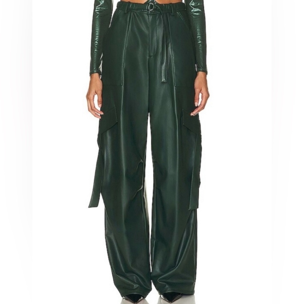 NWT LaPointe faux leather utility wide-leg pants size medium